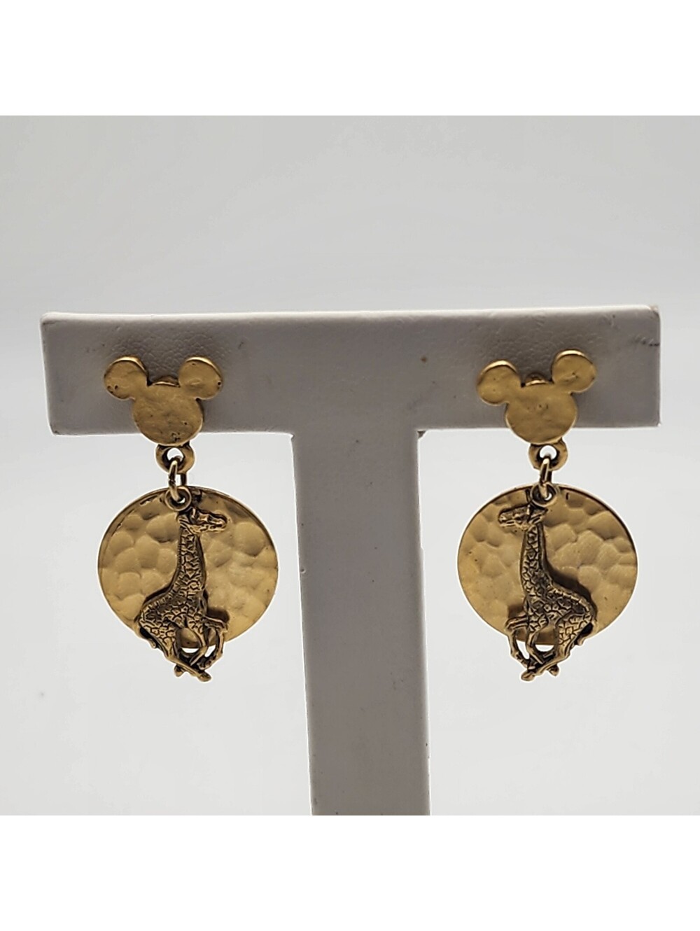 Vintage Disney Gold Tone Giraffe Dangle Earrings